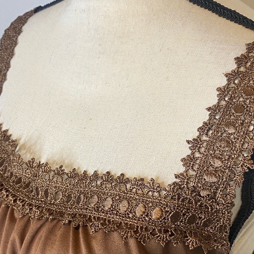 Cato Chocolate Lace Accent Blouse